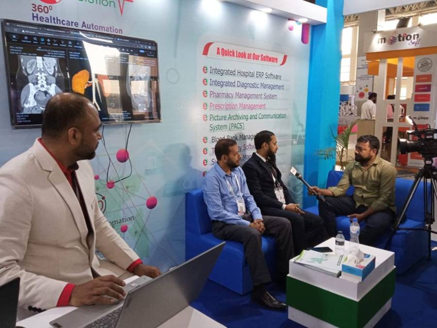 Demonstrating the platform on the expo floor